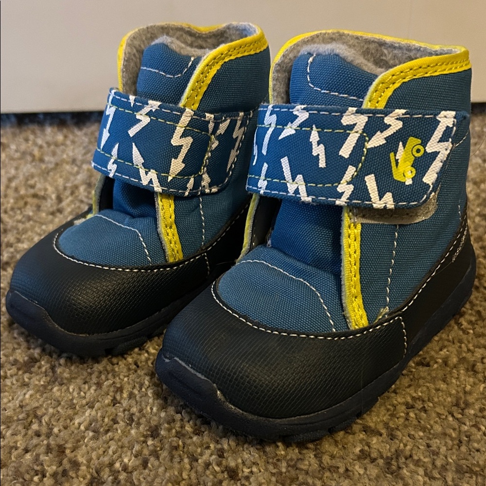 See Kai Run Kids' Boots with Blue and Yellow Lightning